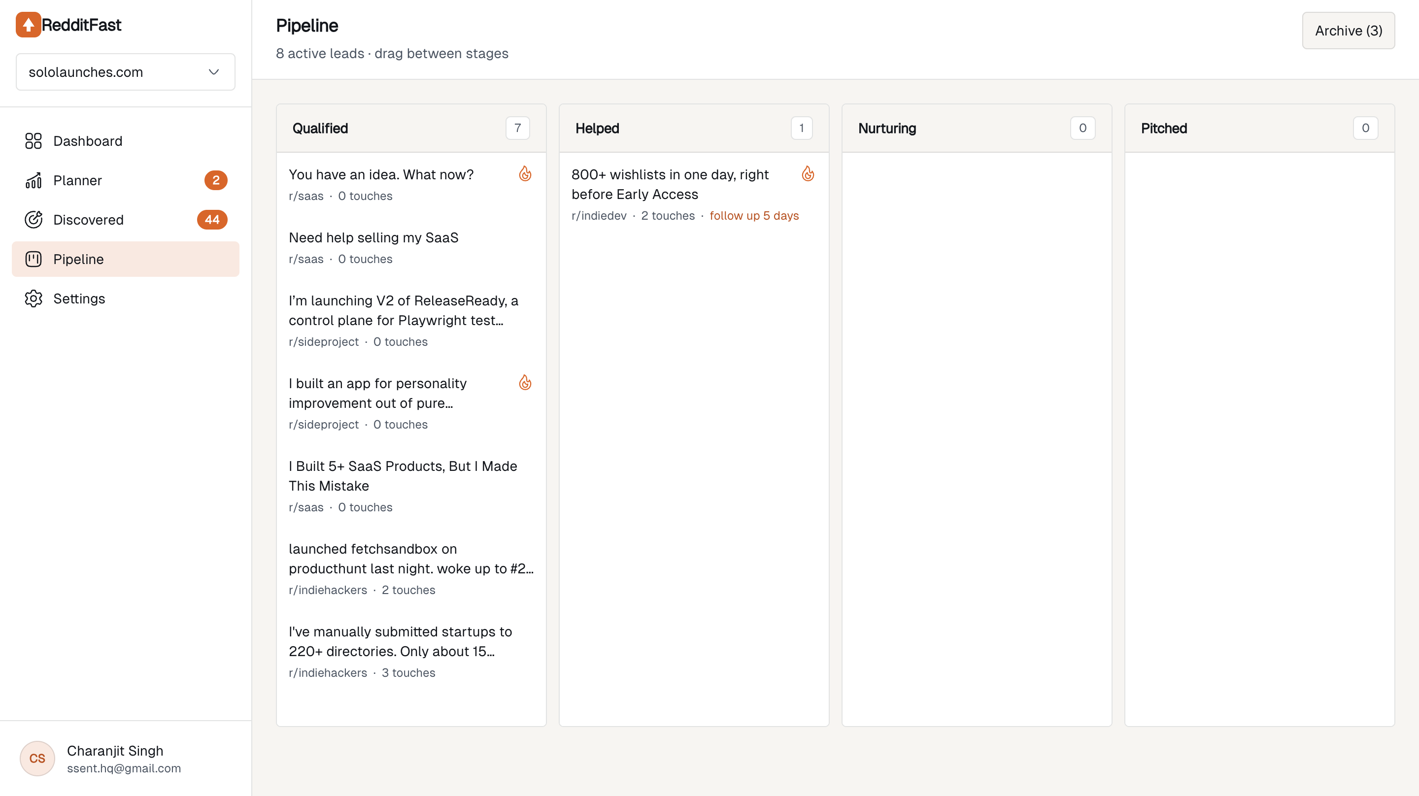 RedditFast tracking Reddit leads from first reply through follow-up
